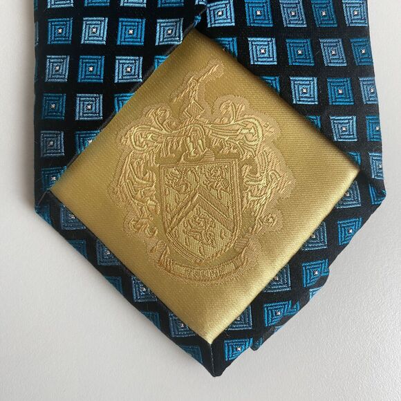 Donald J Trump Signature Collection‎ Silk Tie Blue Geometric Gold Bar 60”x3.5” - Picture 3 of 8